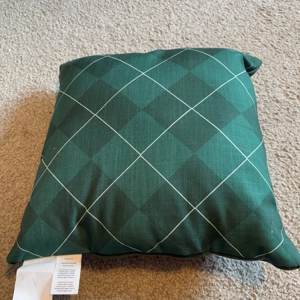 Nutcracker Christmas Throw Pillow NEW Green Square Holiday Textured